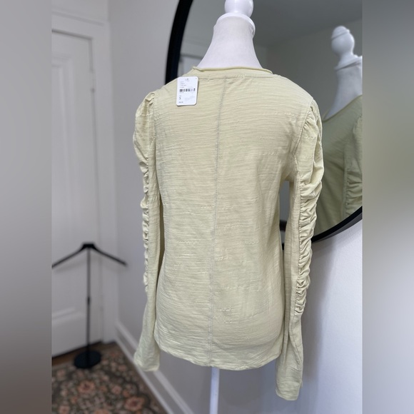 Free People NEW WITH TAGS Natasha Ruched Long Sleeve Top LIGHT GREEN - Picture 8 of 9